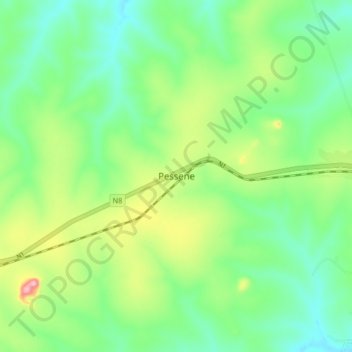 Mapa topográfico Pessene, altitud, relieve