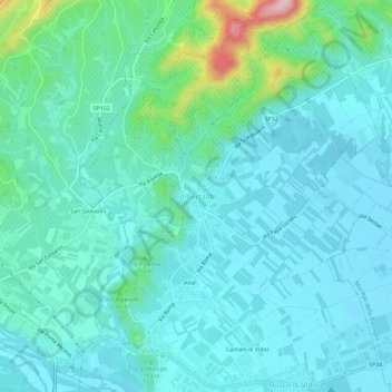 Mapa topográfico Colbertaldo, altitud, relieve