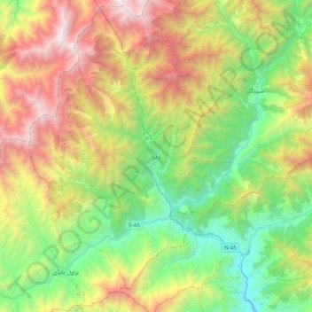 Mapa topográfico دیر, altitud, relieve