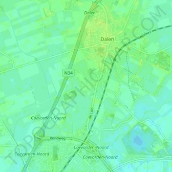Mapa topográfico De Bente, altitud, relieve