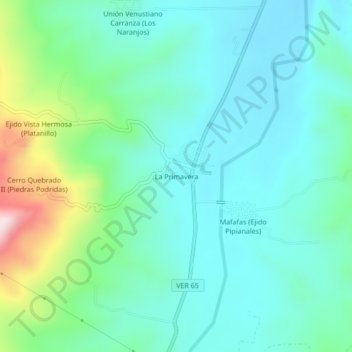 Mapa topográfico La Primavera, altitud, relieve