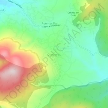 Mapa topográfico Conejeras, altitud, relieve