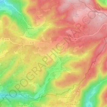 Mapa topográfico La Bachetey, altitud, relieve