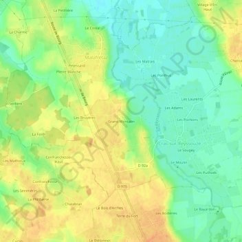 Mapa topográfico Grand Montatin, altitud, relieve