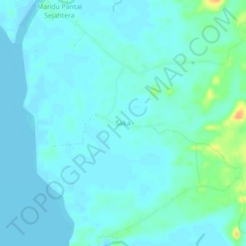 Mapa topográfico Saka, altitud, relieve