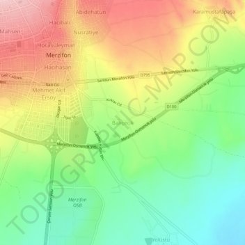 Mapa topográfico Bahçecik, altitud, relieve