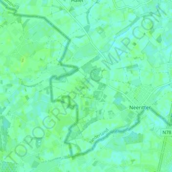 Mapa topográfico Heioord, altitud, relieve