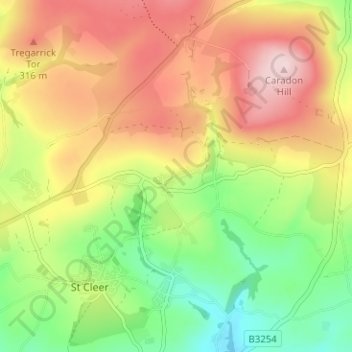 Mapa topográfico Darite, altitud, relieve