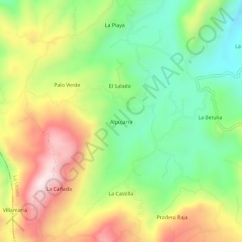 Mapa topográfico Alpujarra, altitud, relieve