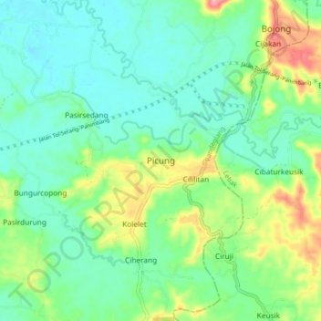 Mapa topográfico Picung, altitud, relieve