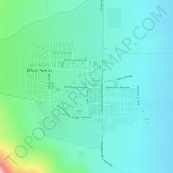 Mapa topográfico White Sands Missile Range, altitud, relieve