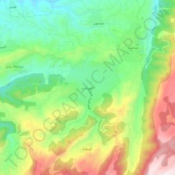 Mapa topográfico Al Qoubaiyat, altitud, relieve