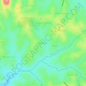 Mapa topográfico Besease, altitud, relieve
