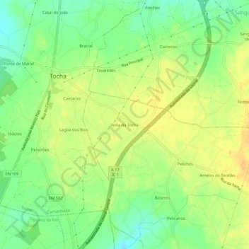 Mapa topográfico Volta da Tocha, altitud, relieve