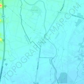 Mapa topográfico Bodega, altitud, relieve
