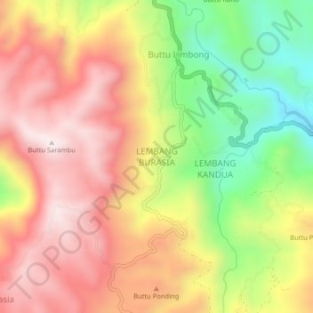 Mapa topográfico LEMBANG BURASIA, altitud, relieve
