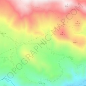 Mapa topográfico Uğurca, altitud, relieve