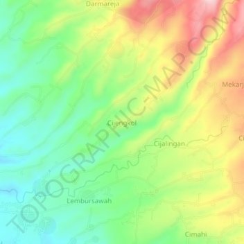Mapa topográfico Cijengkol, altitud, relieve