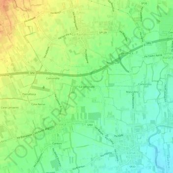 Mapa topográfico Cà Ferronato, altitud, relieve