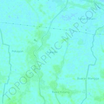 Mapa topográfico Sukadiri, altitud, relieve