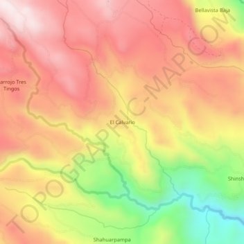 Mapa topográfico El Calvario, altitud, relieve