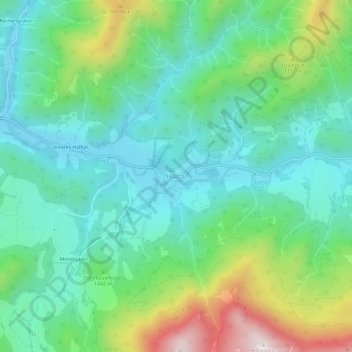 Mapa topográfico Halltal, altitud, relieve
