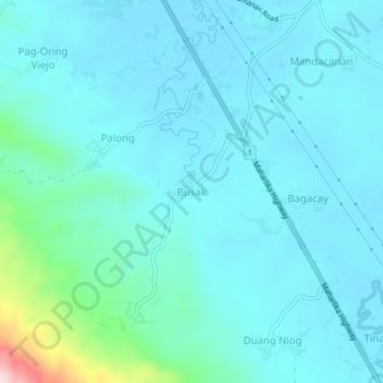 Mapa topográfico Busak, altitud, relieve