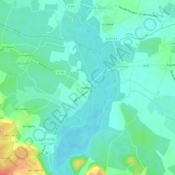 Mapa topográfico Coulonges, altitud, relieve