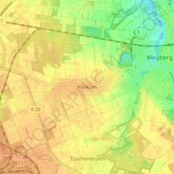 Mapa topográfico Klinkum, altitud, relieve