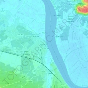 Mapa topográfico Saint-Pardon, altitud, relieve