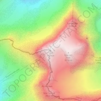 Mapa topográfico Tödi, altitud, relieve