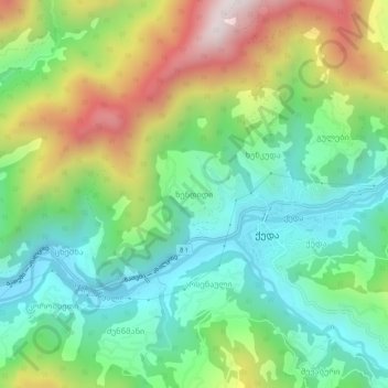 Mapa topográfico Zendidi, altitud, relieve