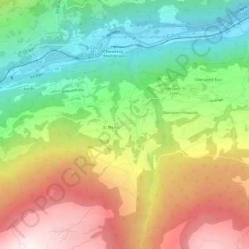 Mapa topográfico Friggahüs, altitud, relieve
