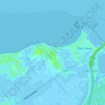 Mapa topográfico Oosterland, altitud, relieve