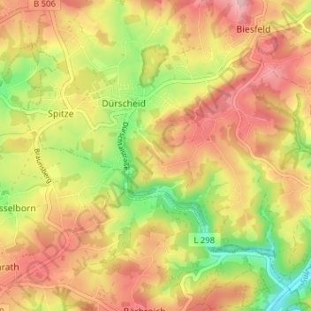 Mapa topográfico Calenberg, altitud, relieve