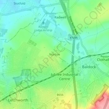 Mapa topográfico Norton, altitud, relieve