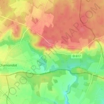 Mapa topográfico L'Onglée, altitud, relieve