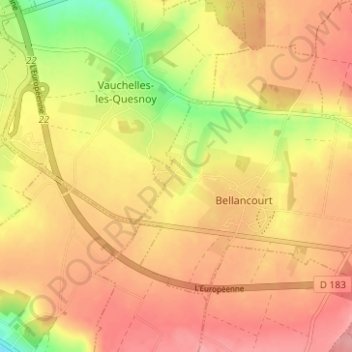 Mapa topográfico Monflières, altitud, relieve