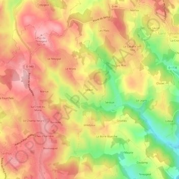 Mapa topográfico Imbier, altitud, relieve