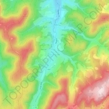 Mapa topográfico Dörlinbach, altitud, relieve