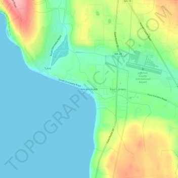 Mapa topográfico Adelma Beach, altitud, relieve