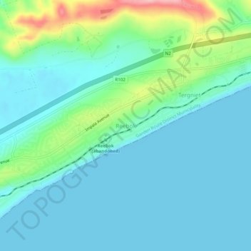 Mapa topográfico Reebok, altitud, relieve