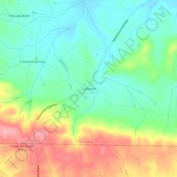 Mapa topográfico Caseyville, altitud, relieve