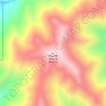 Mapa topográfico Mount Hillers, altitud, relieve