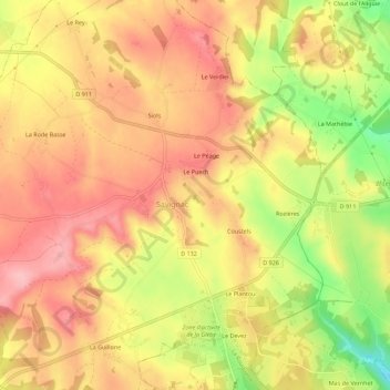 Mapa topográfico L'Église, altitud, relieve