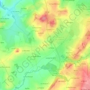 Mapa topográfico Le Pain, altitud, relieve