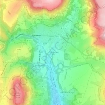 Mapa topográfico Lieu dit Maraine, altitud, relieve