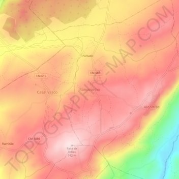 Mapa topográfico Rancosinho, altitud, relieve