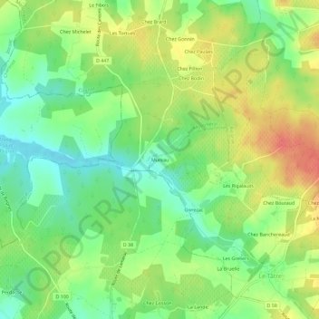 Mapa topográfico Mureau, altitud, relieve