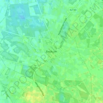 Mapa topográfico Beckum, altitud, relieve